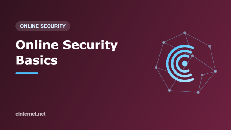 Network node graphic with the title Online Security Basics