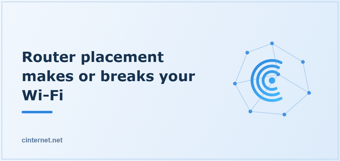 Illustration titled: Router placement makes or breaks your Wi-Fi