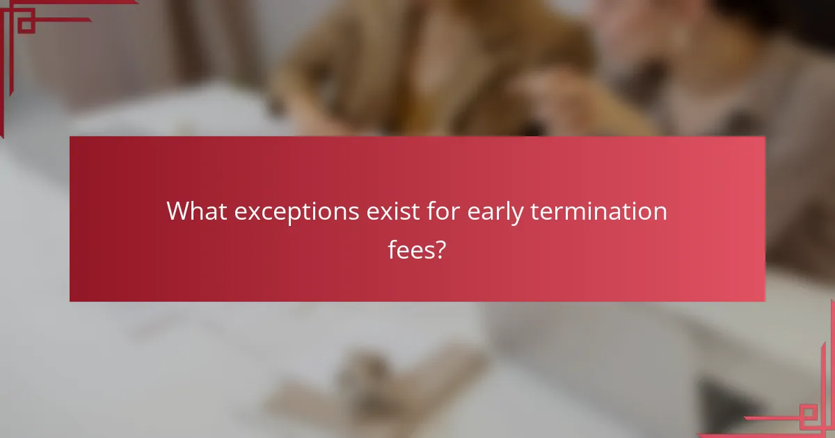 What exceptions exist for early termination fees?